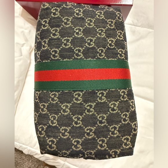 GUCCI SMALL GIGLIO DARK DENIM TOTE BAG - Picture 12 of 16
